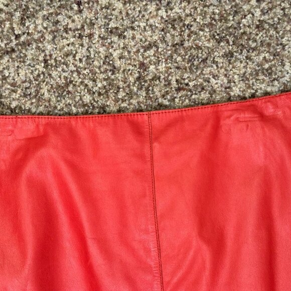 Vintage Kenneth Cole 100% Genuine Leather Red Pencil Skirt Women's Size 10 - Picture 4 of 12